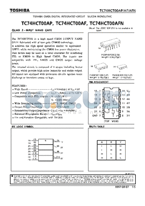 TC74HCT00 datasheet - QUAD 2-INPUT NAND GATE