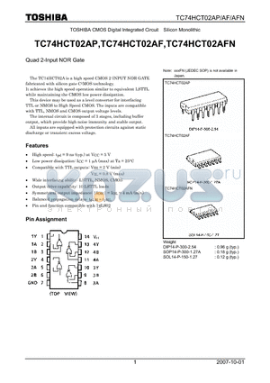 TC74HCT02AFN datasheet - Quad 2-Input NOR Gate