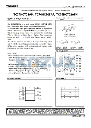 TC74HCT08AF datasheet - QUAD 2-INPUT AND GATE