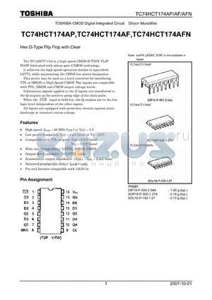 TC74HCT174AP_07 datasheet - Hex D-Type Flip Flop with Clear