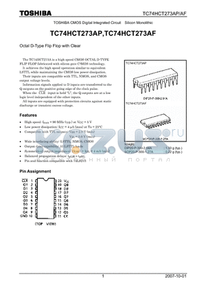 TC74HCT273AP_07 datasheet - Octal D-Type Flip Flop with Clear