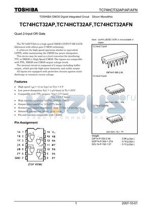 TC74HCT32AF datasheet - Quad 2-Input OR Gate