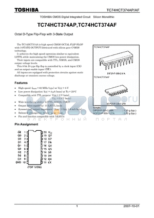 TC74HCT374AP datasheet - Octal D-Type Flip-Flop with 3-State Output