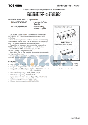 TC74HCT540AP_07 datasheet - Octal Bus Buffer with TTL Input Level