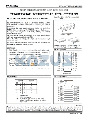 TC74HCT573AFW datasheet - OCTAL D-TYPE LATCH WITH 3-STATE OUTPUT