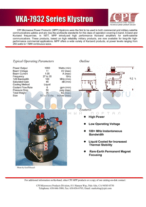 VKA-7932 datasheet - Klystron