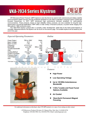 VKA-7934 datasheet - Klystron