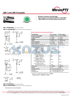 UM-1 datasheet - Miniature resistance weld package