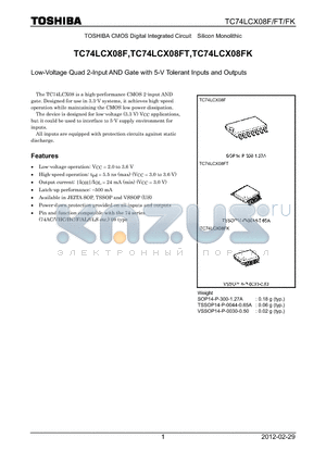 TC74LCX08FK_12 datasheet - Low-Voltage Quad 2-Input AND Gate with 5-V Tolerant Inputs and Outputs