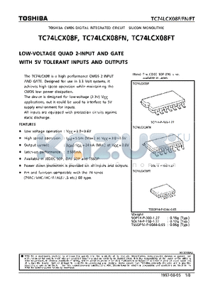 TC74LCX08FN datasheet - LOW-VOLTAGE QUAD 2-INPUT AND GATE WITH 5V TOLERANT INPUTS AND OUTPUTS