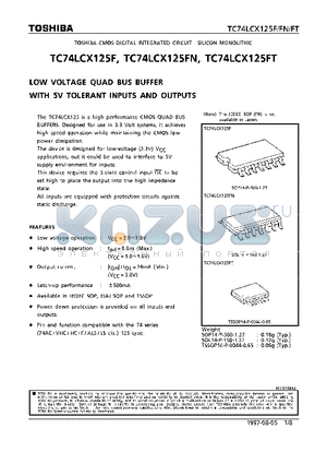 TC74LCX125FN datasheet - LOW VOLTAGE QUAD BUS BUFFER WITH 5V TOLERANT INPUTS AND OUTPUTS