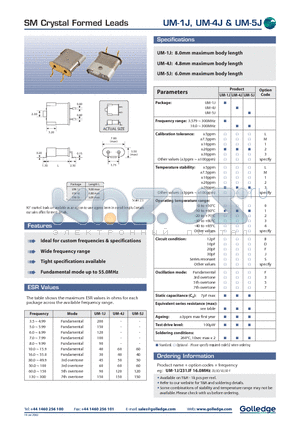 UM-5J datasheet - SM Crystal Formed Leads