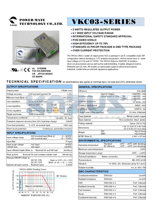 VKC03-24D05 datasheet - 3 WATTS DC-DC CONVERTER