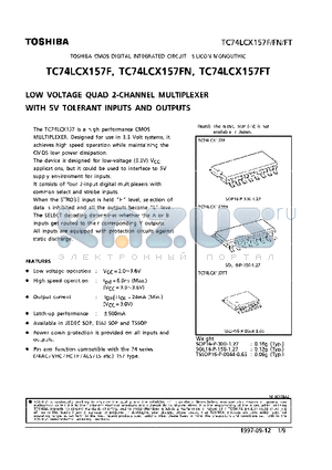 TC74LCX157F datasheet - LOW VOLTAGE QUAD 2-CHANNEL MULTIPLEXER WITH 5V TOLERANT INPUTS AND OUTPUTS