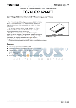 TC74LCX16244FT datasheet - Low-Voltage 16-Bit Bus Buffer with 5-V Tolerant Inputs and Outputs