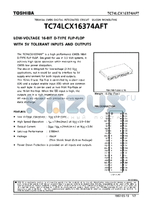 TC74LCX16374 datasheet - LOW-VOLTAGE 16-BIT D-TYPE FLIP-FLOP WITH 5V TOLERANT INPUTS AND OUTPUTS