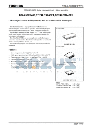 TC74LCX240F_07 datasheet - Low-Voltage Octal Bus Buffer (inverted) with 5-V Tolerant Inputs and Outputs