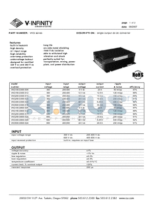 VKG250-D300-S24 datasheet - single output dc-dc converter