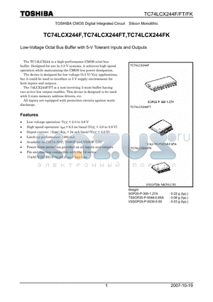 TC74LCX244FK datasheet - Low-Voltage Octal Bus Buffer with 5-V Tolerant Inputs and Outputs