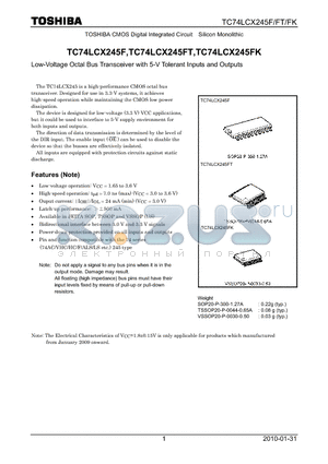 TC74LCX245FK_10 datasheet - Low-Voltage Octal Bus Transceiver with 5-V Tolerant Inputs and Outputs