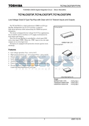 TC74LCX273F_07 datasheet - Low-Voltage Octal D-Type Flip-Flop with Clear with 5-V Tolerant Inputs and Outputs