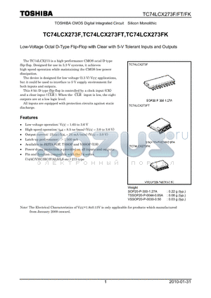 TC74LCX273FK_10 datasheet - Low-Voltage Octal D-Type Flip-Flop with Clear with 5-V Tolerant Inputs and Outputs