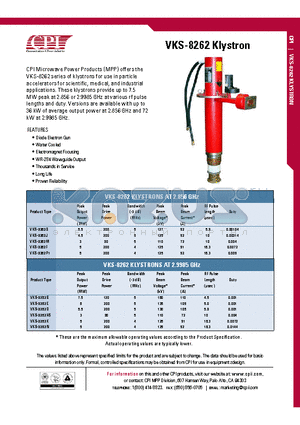 VKS-8262M datasheet - Klystron