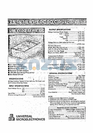 UM1100 datasheet - 25 to 30 Watt DC-DC Converters