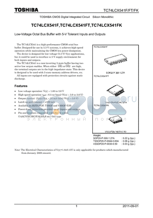 TC74LCX541FT_11 datasheet - Low-Voltage Octal Bus Buffer with 5-V Tolerant Inputs and Outputs