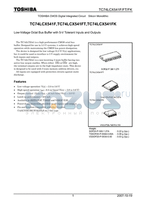 TC74LCX541F datasheet - Low-Voltage Octal Bus Buffer with 5-V Tolerant Inputs and Outputs