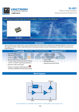 VL-821-EAW-SA datasheet - CMOS Crystal Oscillator