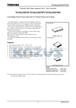 TC74LCX573F_10 datasheet - Low-Voltage Octal D-Type Latch with 5-V Tolerant Inputs and Outputs