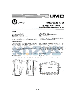 UM23C1028-A datasheet - 16,384 X 8-BIT CMOS MASK-PROGRAMMABLE ROM