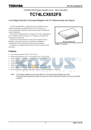TC74LCX652FS_07 datasheet - Low-Voltage Octal Bus Transceiver/Register with 5-V Tolerant Inputs and Outputs