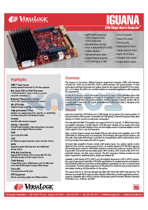 VL-EPIC-25RA datasheet - EPIC Single Board Computer