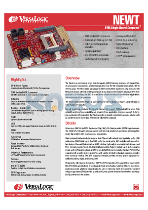 VL-EPIC-17EB datasheet - EPIC Single Board Computer