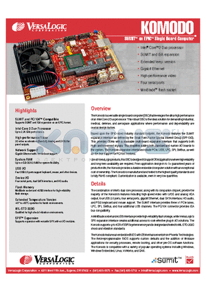 VL-EPICS-36S datasheet - SUMIT on EPIC Single Board Computer