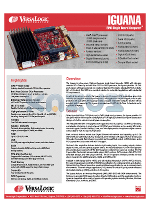 VL-EPIC-25SB datasheet - EPIC Single Board Computer