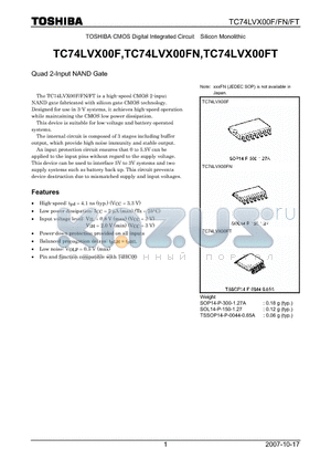 TC74LVX00FT datasheet - Quad 2-Input NAND Gate