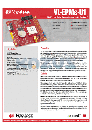 VL-EPMS-U1 datasheet - SUMIT-104 Serial Communications  GPS Receiver