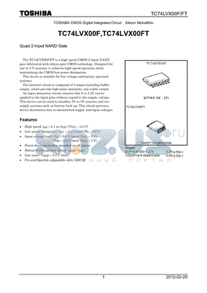 TC74LVX00F_12 datasheet - Quad 2-Input NAND Gate