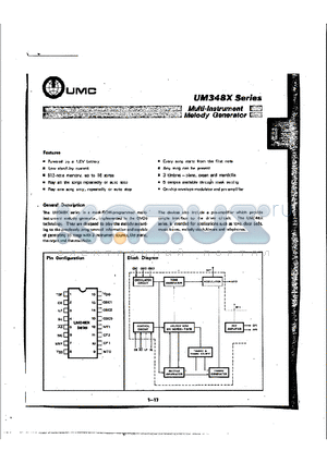 UM348X datasheet - Multi-Instrument Melody Generator