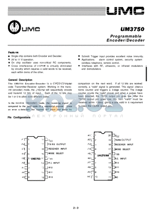 UM3750_1 datasheet - Programmable Encoder/Decoder