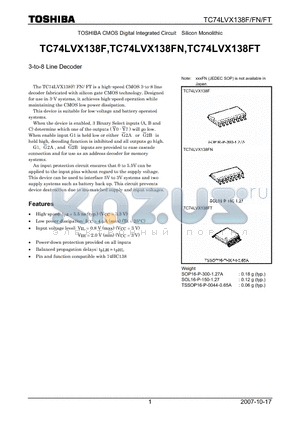 TC74LVX138FN datasheet - 3-to-8 Line Decoder