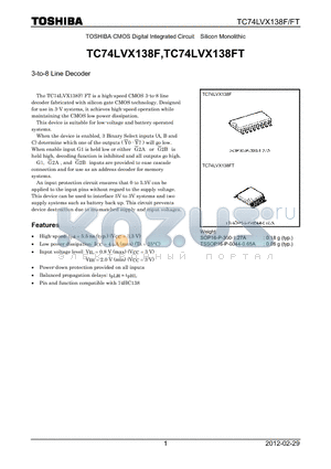 TC74LVX138F_12 datasheet - 3-to-8 Line Decoder