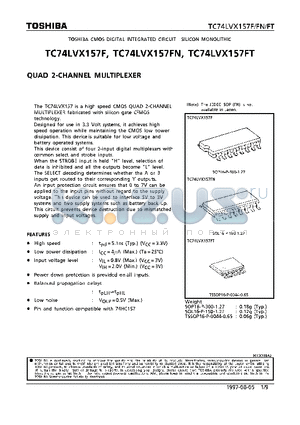 TC74LVX157 datasheet - QUAD 20CHANNEL MULTIPLEXER