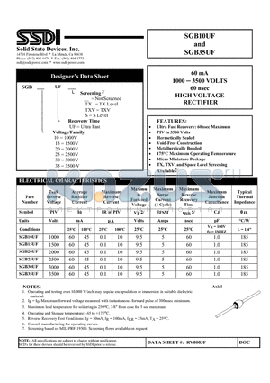 SGB10UF_1 datasheet - HIGH VOLTAGE RECTIFIER