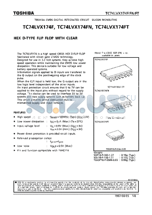 TC74LVX174FN datasheet - HEX D-TYPE FLIP FLOP WITH CLEAR
