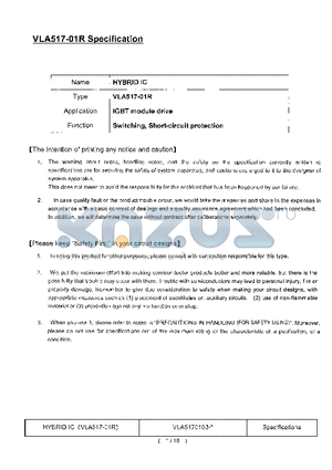 VLA517-01R datasheet - Switching, Short-circuit protection