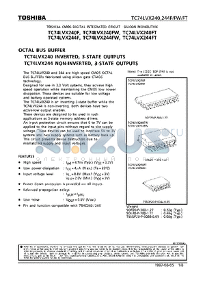 TC74LVX240FT datasheet - OCTAL BUS BUFFER. INVERTED/NON-INVERTED 3-STATE OUTPUTS